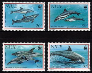 NIUE 1983 Dolphins/ WWF; Scott 651-54; MNH