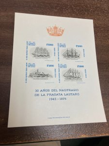 KAPPYSTAMPS  CHILE #472a SHIPS IMPERF SOUVENIR SHEET OF FOUR  MINT NH  Z77