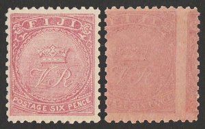 FIJI 1878 VR crown 6d, PRINTED BOTH SIDES. MNH **. Certificate. RARE! cat £4500. 