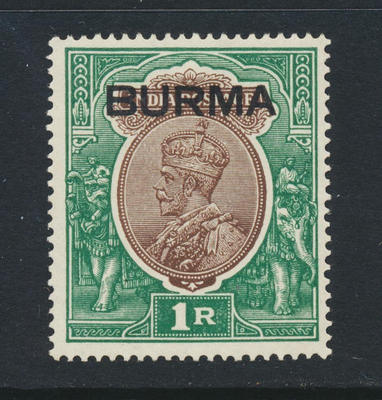 BURMA 1937, 1Rs VF MLH SG#13 CAT£70 $93 (SEE BELOW)