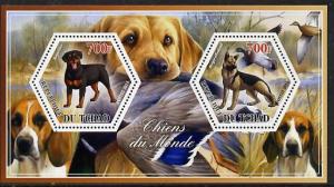 Chad 2014 Dogs #2 perf sheetlet containing two hexagonal-...