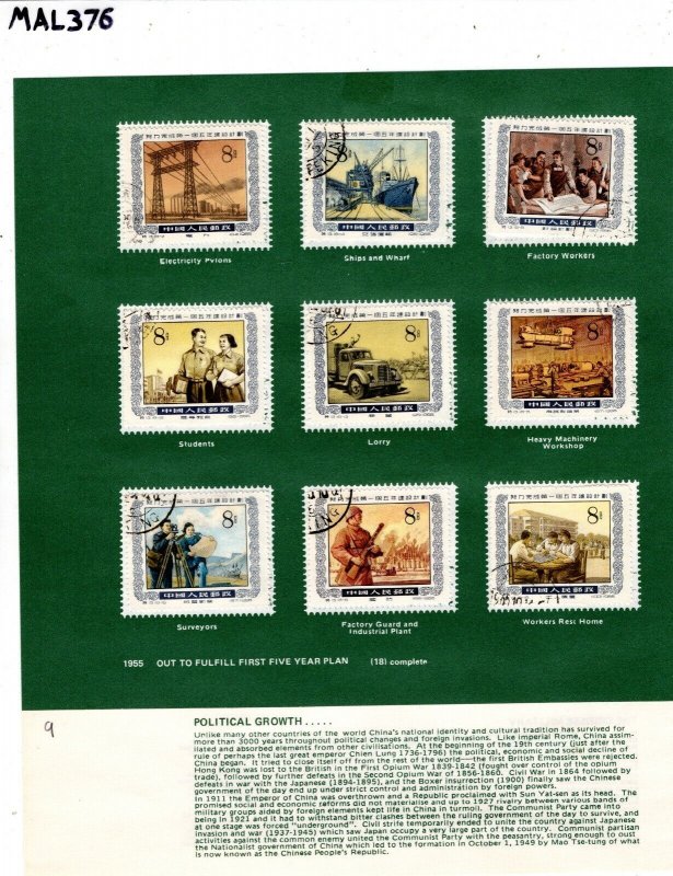 CHINA PRC Stamps{18} FULL SET 5 Year Plan 1955 Used MAL376 