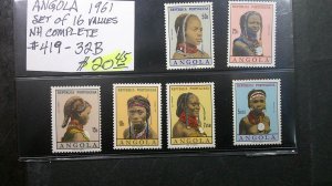 Angola 1961 Scott# 419-432B complete MNH VF-XF set of 16