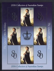 AUSTRALIA SG2624 2006 QUEENS 80TH BIRTHDAY SHEETLET MNH