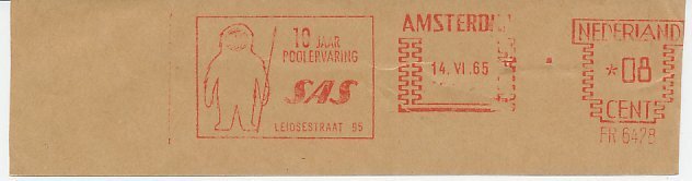 Meter cut Netherlands 1965 Eskimo - Inuit - SAS - Scandinavian Airlines 