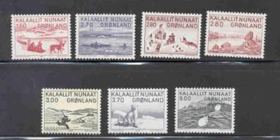 Greenland Sc 112-18 1980-7 Native Life stamp set mint NH