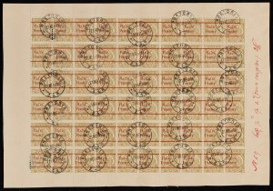 TRANSVAAL 1893 'Halve Penny' on Arms 2d olive full sheet.