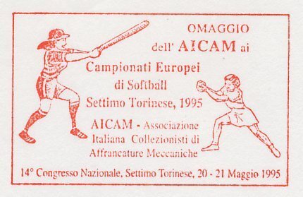 Specimen meter cover Italy 1995 Softball - European championship 1995