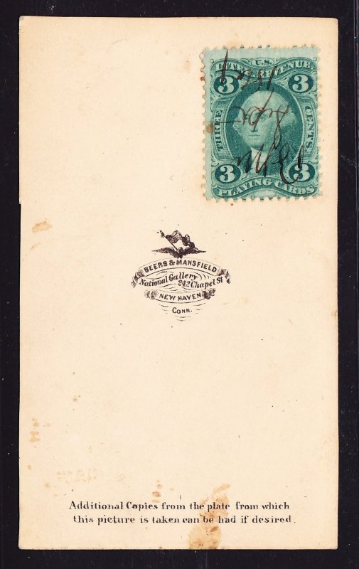 Scott R17c on CDV, 3c Playing Cards Revenue, Photographer Imprint, Scarce