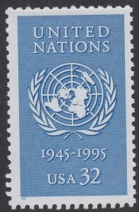 US 2974 United Nations 50th Anniversary 32c single MNH 1995