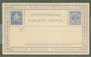 Salvador, El  1882 3c postal card