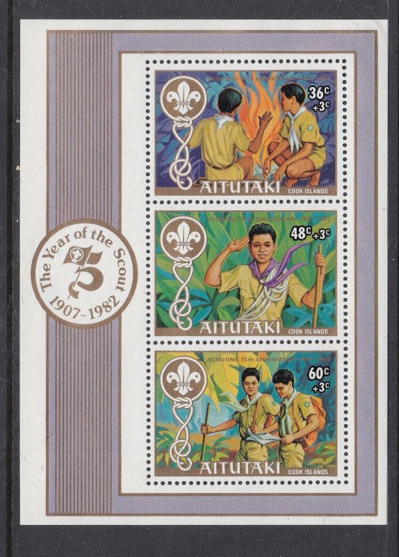 AITUTAKI ^^^^^1982   sc# 283    Souv/sheet  ( SCOUTS)$$@cam3715ait