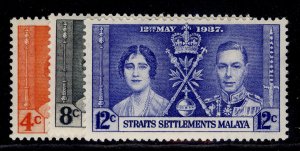 MALAYSIA - Straits Settlements GVI SG275-277, 1937 CORONATION set, M MINT.