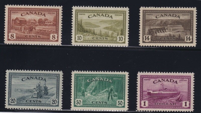 Canada Sc #268-73 (1946) 8c-$1 Peace Issue Set Mint VF NH MNH