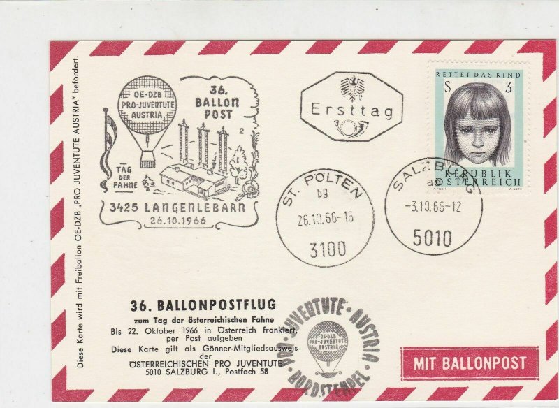 Austria 1966 Building + Flag Slogan Balloon Post Stationary Stamps Card Ref27520
