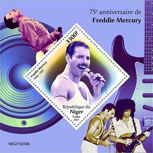 Niger 2021 MNH Music Stamps Freddie Mercury Famous People Celebrities 1v S/S 