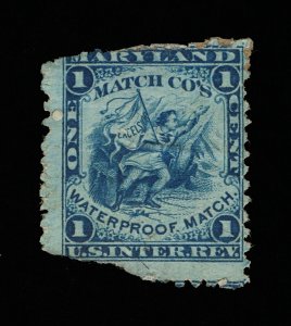 VERY AFFORDABLE SCOTT #RO131b PRIVATE DIE MARYLAND MATCH CO. ON SILK PAPER 13852