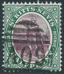 St Kitts-Nevis, Sc #1, 1/2d Used