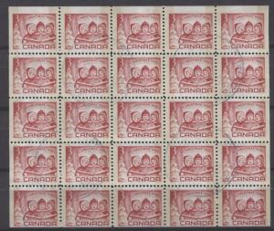 Canada #476q 1967 3c Carmine Red Christmas Issue Tagged Pane of 25  F-70 Used