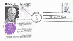 1982 FDC, #1866, 37c Robert Millikan, 2 diff. cachets