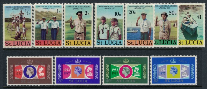 St. Lucia #414-7, 419025*  CV $3.55 Scouts & QEII Silver Jubilee issues