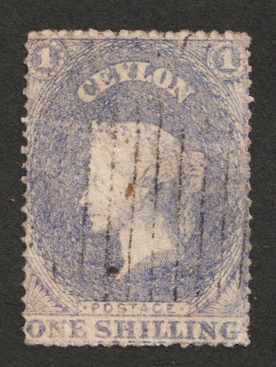 1861 Ceylon Sc# 34 - One Shilling, Queen Victoria. Used Cv$17.50