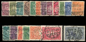 Germany #137-155 (Mi. 158-176) Cat€75, 1921 5pf-20m, complete set, used, si...