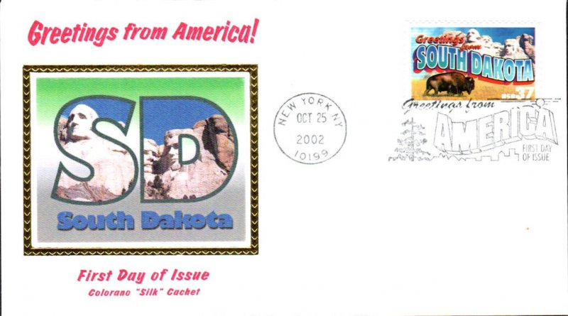 #3736 Greetings From South Dakota Colorano FDC