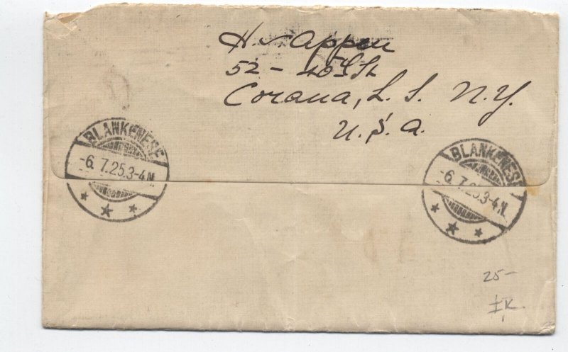 1925 Long Island to Germany cover 1 and 2 cent Lexington-Concord [H.2984]