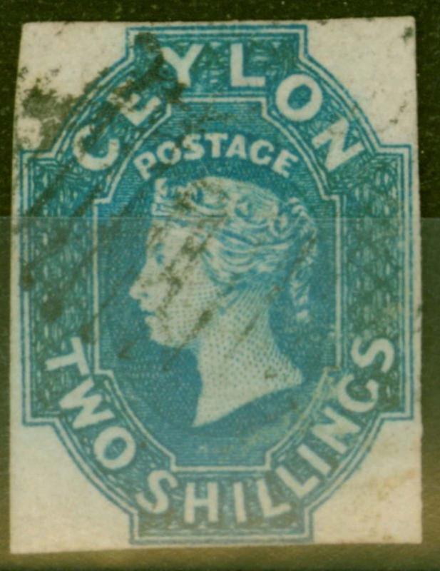 Ceylon 1859 2s Dull Blue SG12 Very Fine Used and Fresh 4 Clear Margins Scarce