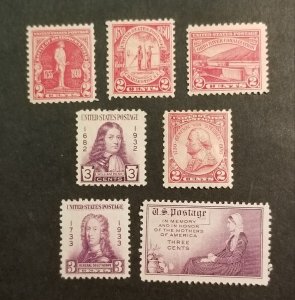 US Scott 681 683 688 689 724 726 737 Mint Unused MH OG Stamp Lot z3865 