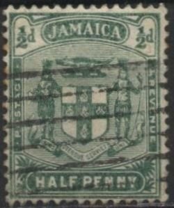 Jamaica 58 (used) ½p arms, green (1906)