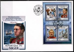 NIGER 2017 95th MEMORIAL ANNIVERSARY OF ERNEST HENRY SHACKLETON  SHEET   FDC