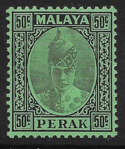 MALAYA PERAK SG118 1938 50c BLACK ON EMERALD PAPER MTD MINT 