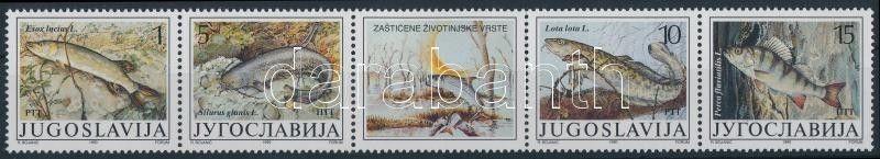 Yugoslavia stamp Protected Animals Freshwater fish Birds stripe of 5 WS244452
