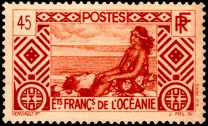 ✔️ FRANCE POLYNESIA 1934 TAHITIAN GIRL KEY VALUE  Sc. 93 MNH ** $13 [1.59.1]