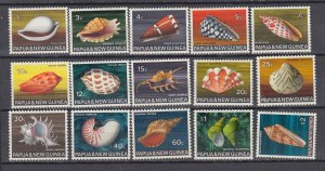 J44060 JL Stamps 1968-9 papua new guinea set mnh #265-279 sea shells