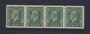 4x Canada Cameo Coil Stamps #205-1c Strip of 4 MNH VF Guide Value = $120.00