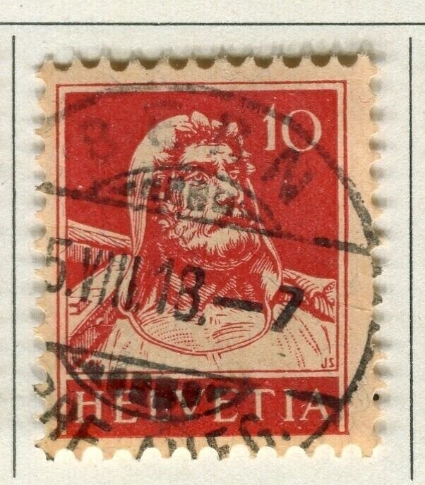 SWITZERLAND; 1914-18 early William Tell II issue Perf 11.5 fine used 10c. value