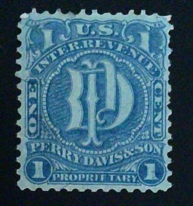 Scott #RS75b - 1c Blue - Silk Paper - Thin - Perry Davis & Son