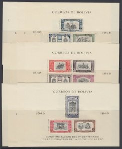 Bolivia, 1951 Complete La Paz Sheets - Perforated & Imperf, MHR