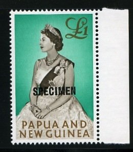 Papua New Guinea #163s (SG 45s), 1963 QEII, £1 overprinted Specimen in black...