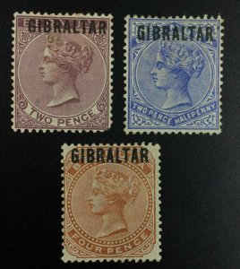 MOMEN: GIBRALTAR SG #3-5 1886 MINT OG H £530 LOT #63116