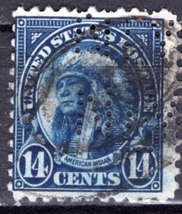 U.S.A.; 1923; Sc. # 565;  Used Perf. 11 Single Stamp W/Perfins