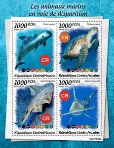 C A R - 2022 - Endangered Water Animals - Perf 4v Sheet  - Mint Never Hinged