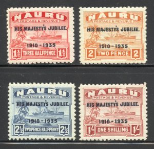 Nauru Scott 31-34 MNHOG - 1935 Silver Jubilee Overprints - SCV $16.00