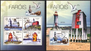 Guinea Bissau 2012 Birds Lighthouses Sheet + S/S MNH