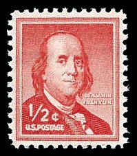 PCBstamps   US #1030a 1/2c Franklin, dry printing, MNH, (53)