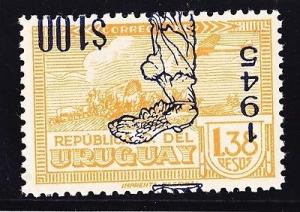 URUGUAY stamp Sc# C119a RRR MNH inverted overprint horse ...