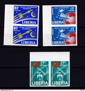 Liberia 1963 Rocket Space Sc 408-9/C151 MNH Pair Imperf 15960